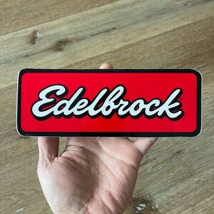 Vintage Edelbrock Logo Sticker 8” Red Muscle Car Hot Rod Decal Nos Deadstock